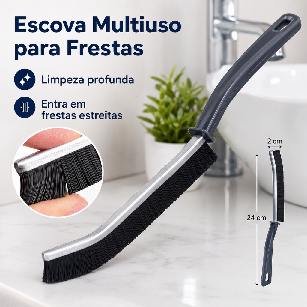 Escova De Limpeza Multifuncional Limpa Cantos Frestas Trilho De Janela Banheiro Cozinha Pia Ultra Fina Cabo Longo