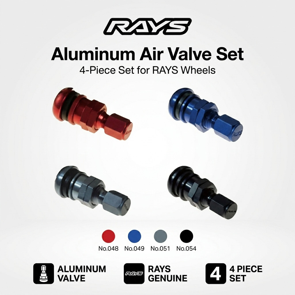 RAYS European Aluminum Air Valve 4-Piece Set for Rays Wheels RAYS Logo No.048 No.049 No.051 No.054