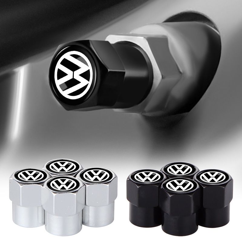 4pçs/Conjunto Tampa De Ar De Alumínio Vavle Air Cap Preto/Prata Hexágono Válvula De Roda Protetora Do Núcleo Para VW Volkswagen Jetta MK5 Golf Passat 3B7 601 171