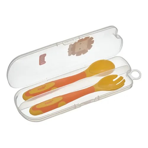 Kit Talheres De Plastico Dobravel Kouii Filhotiis Leao Leo Laranja