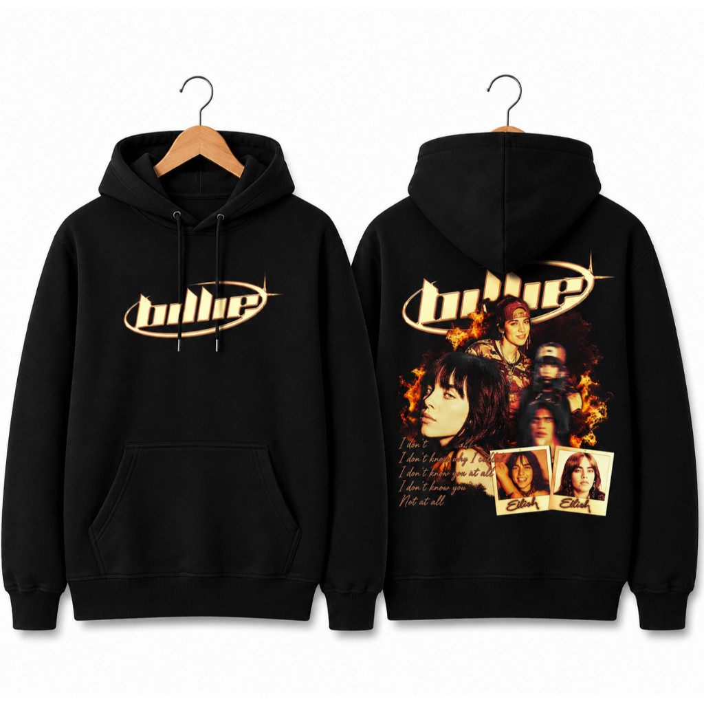 Moletom Billie Eilish Canguru Unissex com Capuz 100% Algodão Blusa de Frio Streetwear Estampada DTF