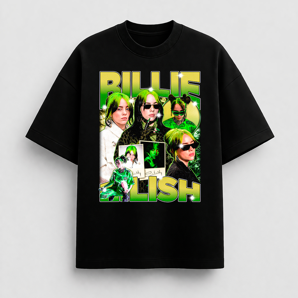 Camisa Camiseta Basica cantora americana Billie Eilish vintage-style graphic em algodao unissex