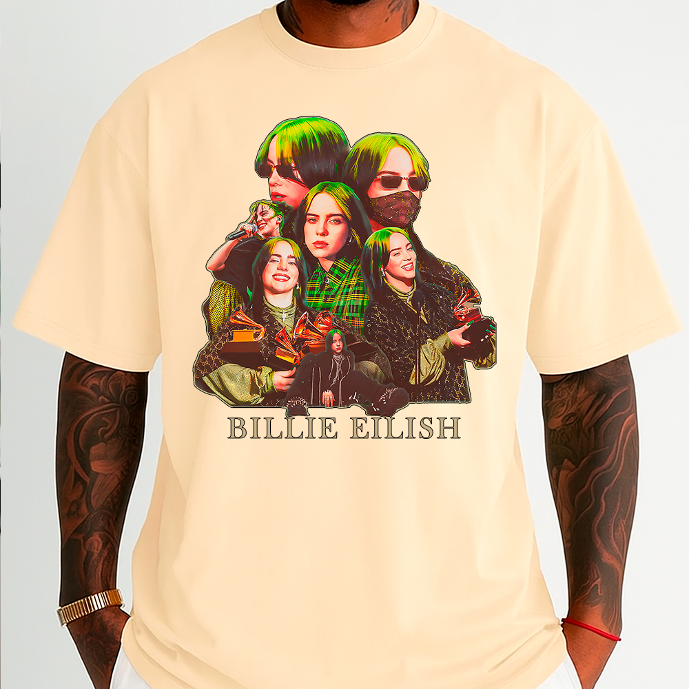Camisa Camiseta Basica cantora pop internacional billie eilish streetwear estilosa em algodao Unissex