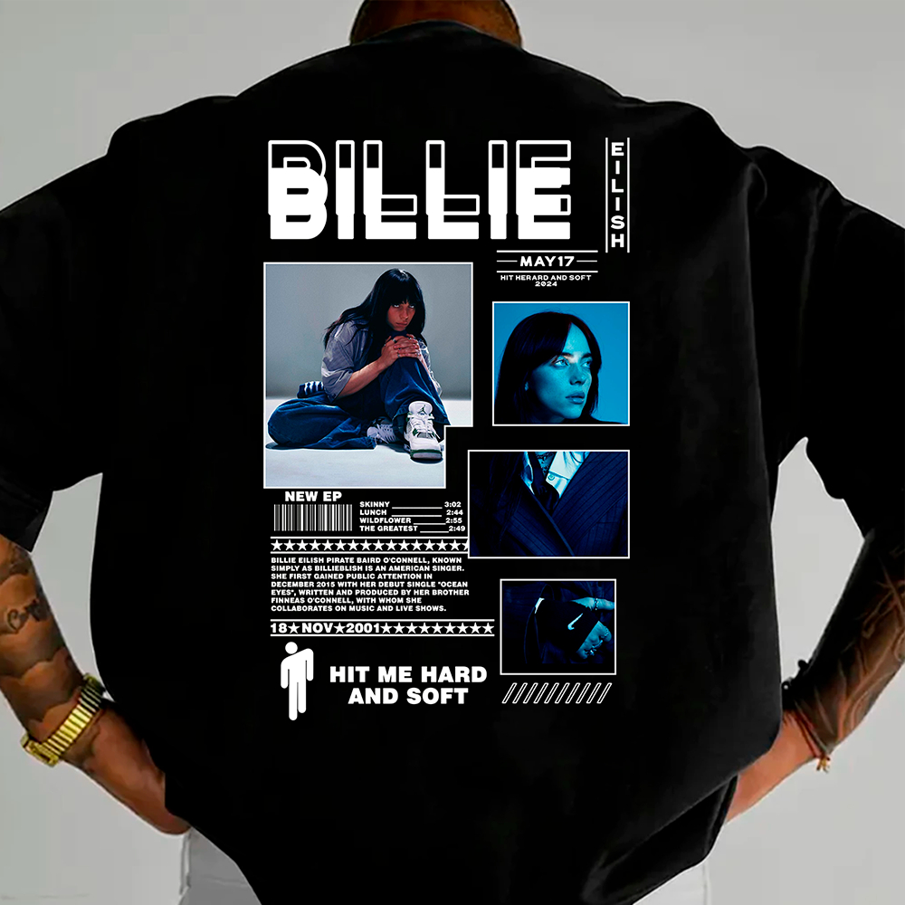 Camisa Camiseta Basica cantora pop internacional billie eilish streetwear estilosa em algodao Unissex