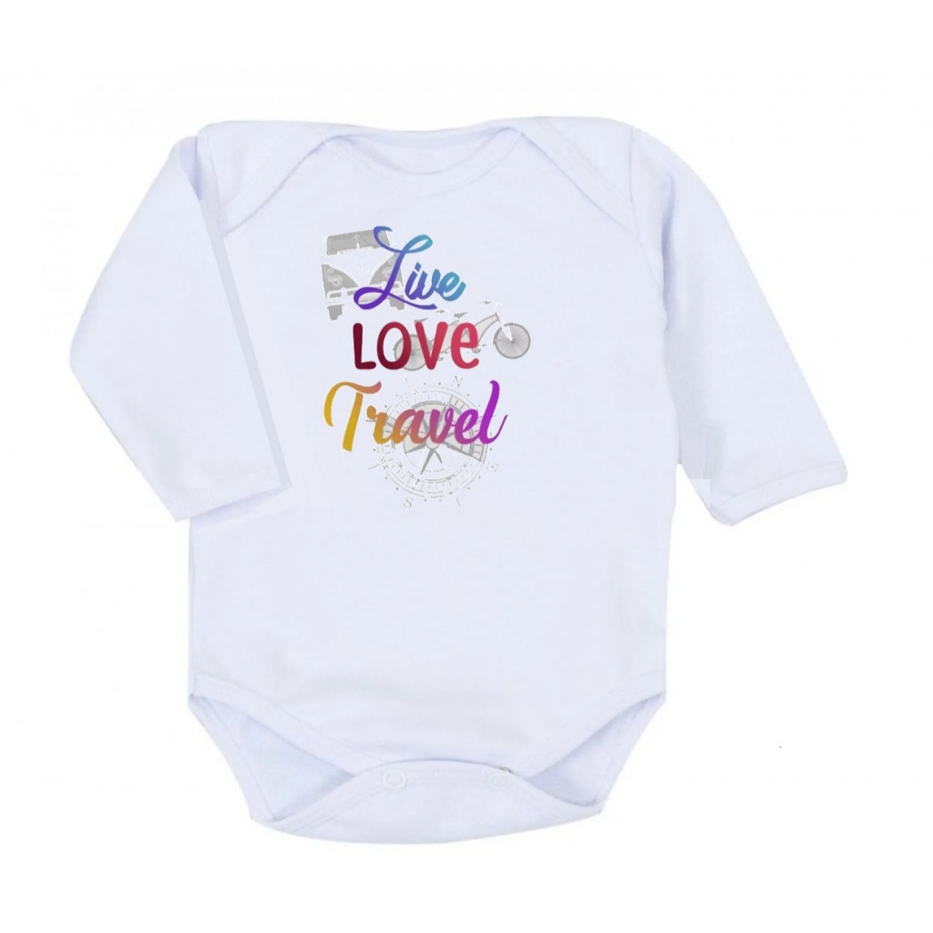 Body Bebê Manga Longa Live Love Travel