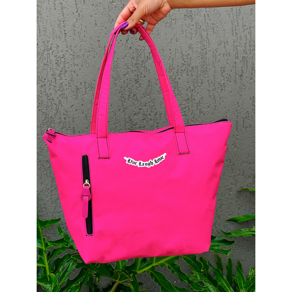 Shopper Nylon - LIVE LAUGHT LOVE - Stilo Club Academia Trabalho Escolar Faculdade Viagem Masculino Feminino
