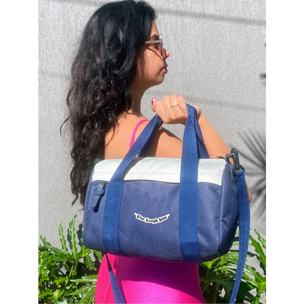 Mala Bicolor  - LIVE LAUGHT LOVE - Stilo Club Academia Trabalho Escolar Faculdade Viagem Masculino Feminino