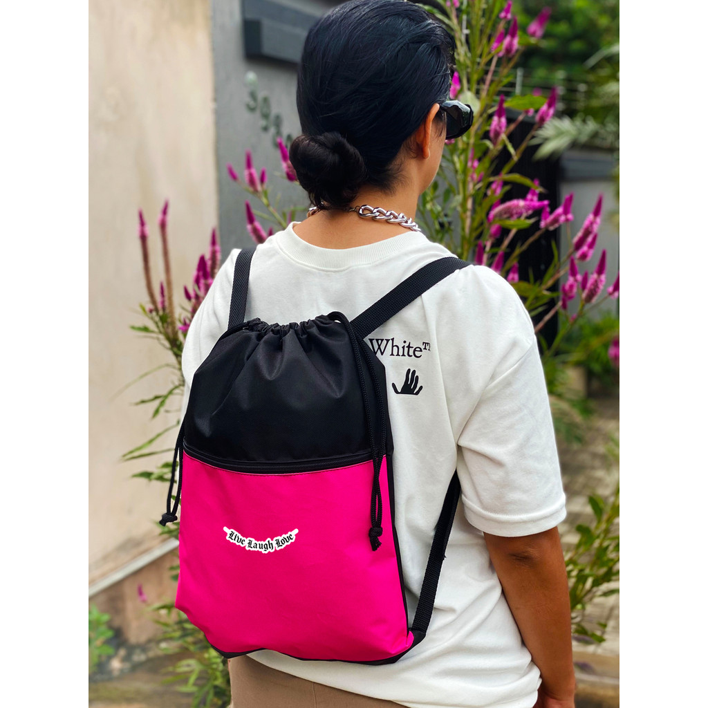 Saco Nylon  - LIVE LAUGHT LOVE - Stilo Club Academia Trabalho Escolar Faculdade Viagem Masculino Feminino