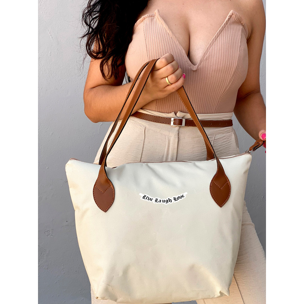 Bolsa Clean  - LIVE LAUGHT LOVE - Stilo Club Academia Trabalho Escolar Faculdade Viagem Masculino Feminino