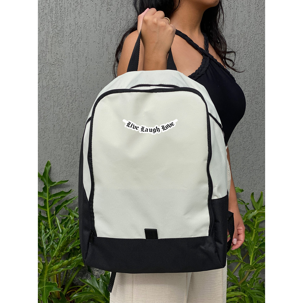 Mochila Bicolor - LIVE LAUGHT LOVE - Stilo Club Academia Trabalho Escolar Faculdade Viagem Masculino Feminino