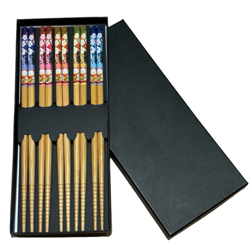 Kit 5 Pares Hashi Gato Da Sorte Palitinho Reutilizável Sushi