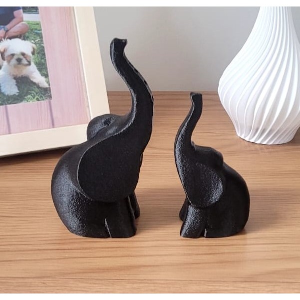 Par Estatuetas Elefante da Sorte - MM Design - Enfeite - Sala - Rack - Decoração