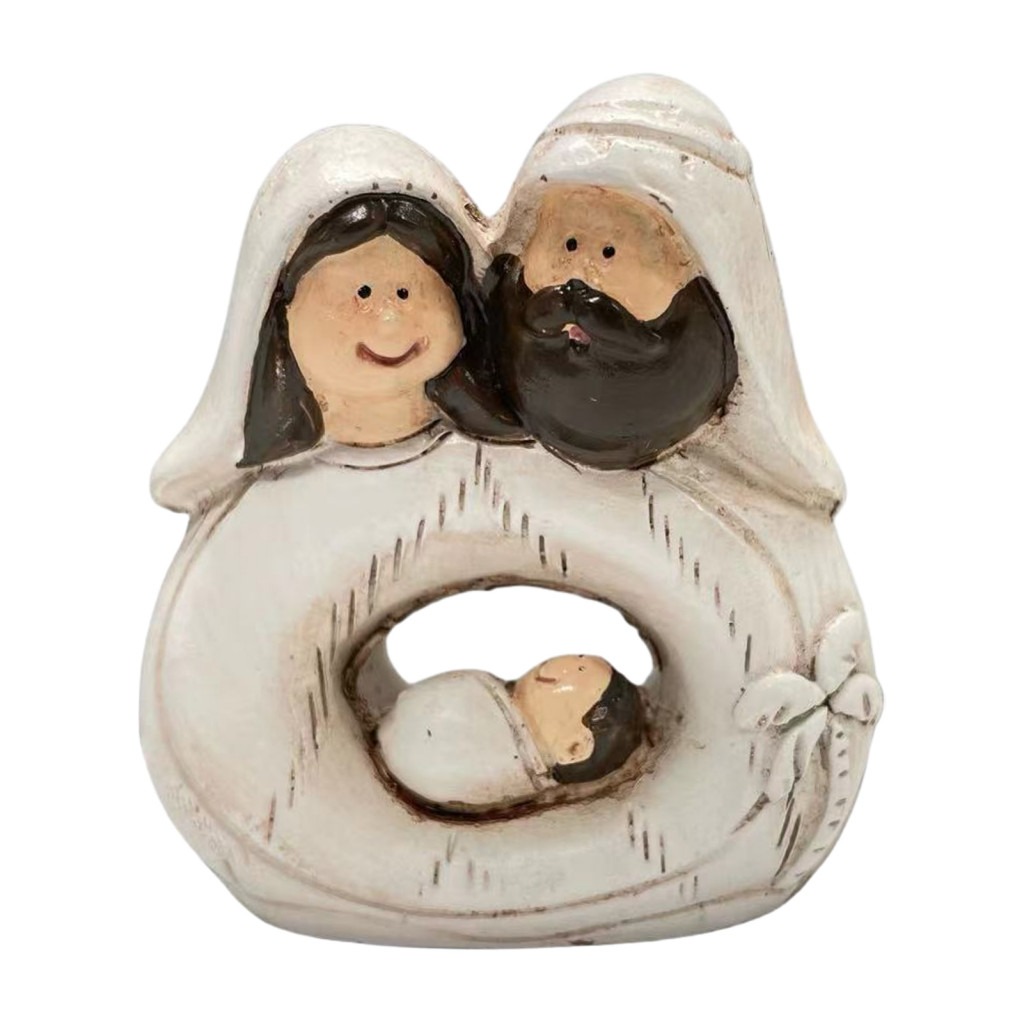 Holy Family Resin Figurine Vintage Nativity Scene Statue Mini Jesus Birth Ornament Religious Christmas Tabletop Decor fo