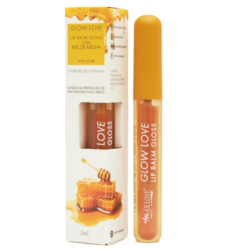 Glow Love Lip Balm e Gloss com Mel de Abelha Labial Boca Hidrata e da Brilho - Max Love
