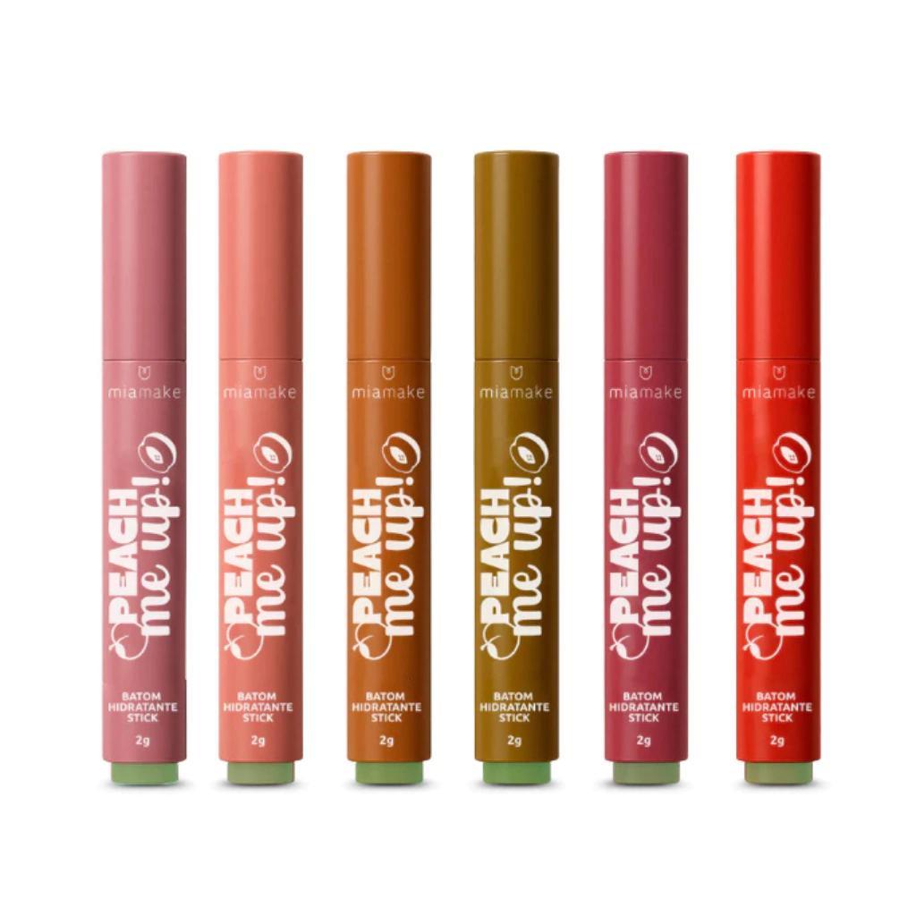 Batom em Bastão Mia Make Peach Me Up Glossy Stick Hidratação Intensa Efeito Espelhado Boca Hidratada