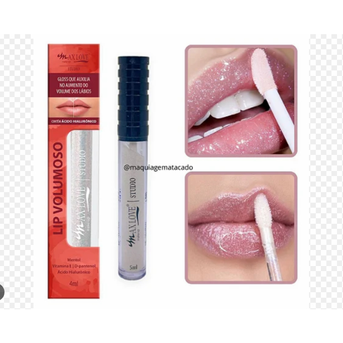 Gloss Labial Lip Volumoso Boca hidratada e com Brilho Max Love Cor 05 - Com Glitter
