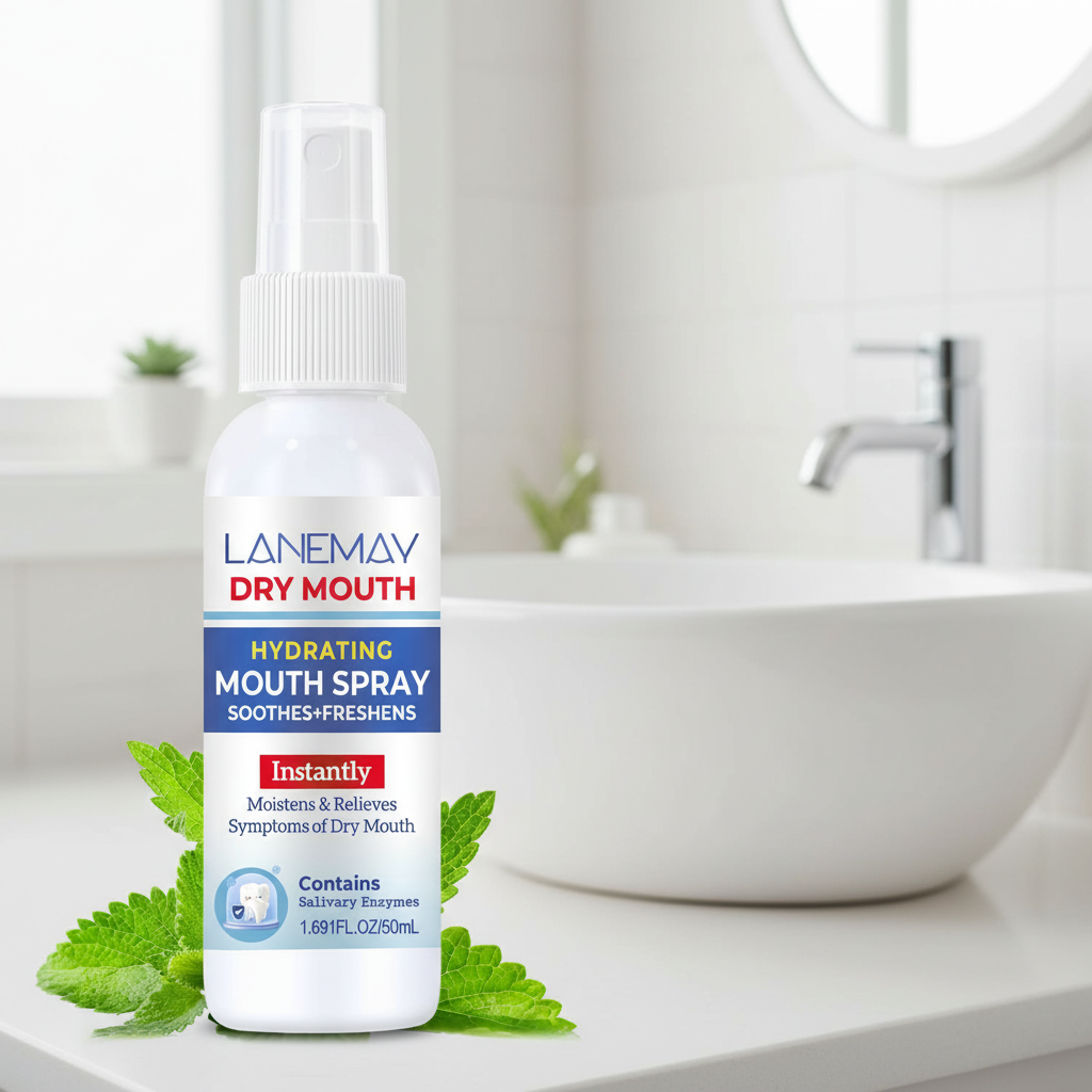 Spray de para Boca Seca 50ml, Fórmula Hidratante de Menta de Ação Rápida, Acalma e Hidrata a Cavidade