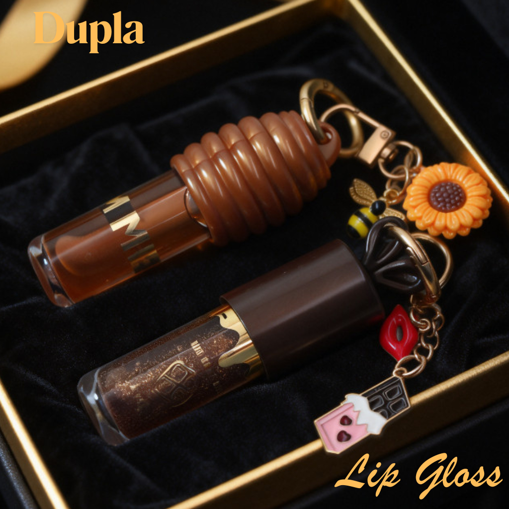 Gloss Labial Personalizado com Chaveiro, Mel e Chocolate, Boca Hidratada com Glow, Batom Ruby Make