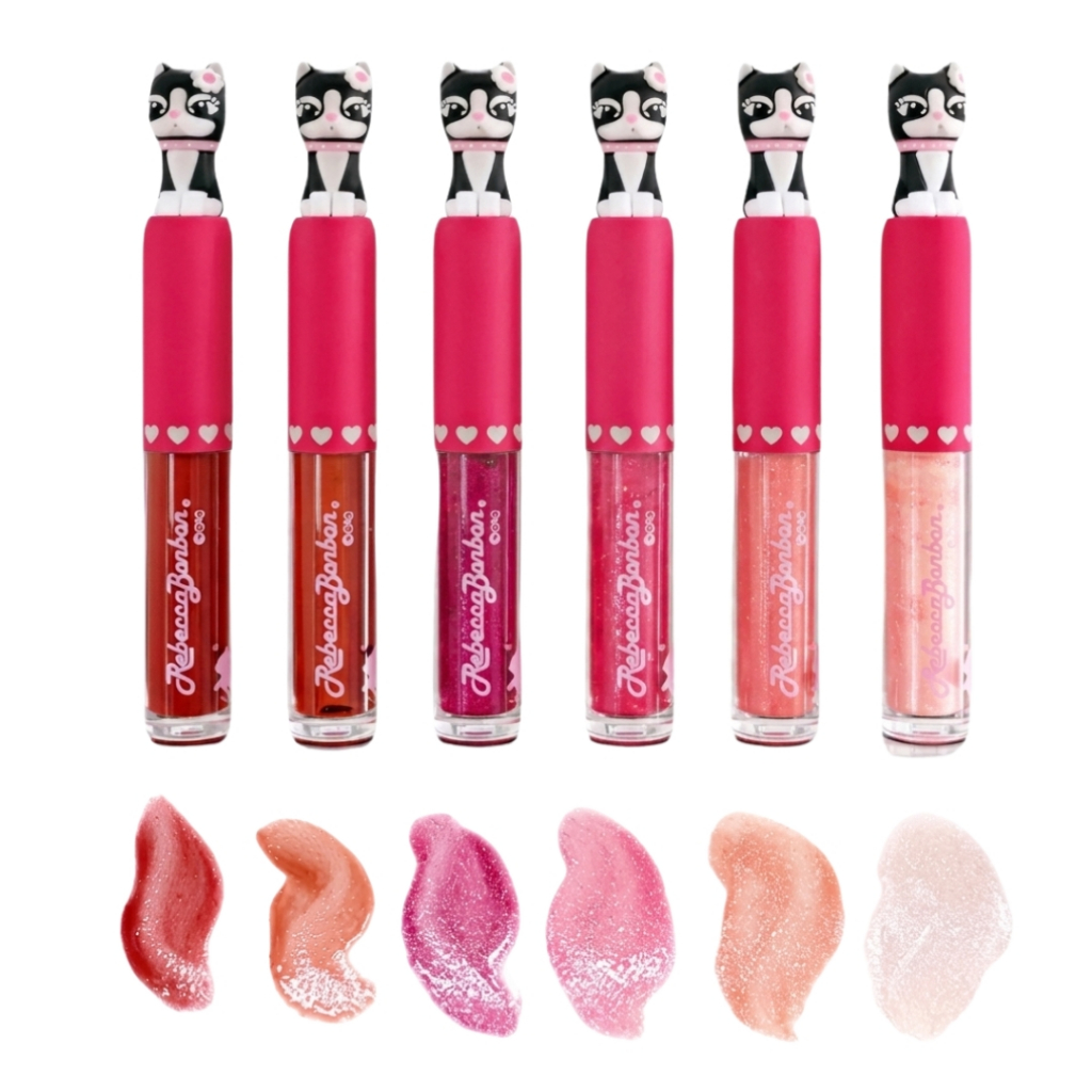 Gloss Labial 3D Infantil Oficial Rebecca Bonbon RB Lip Brilho com Glitter Maquiagem Boca Hidratada
