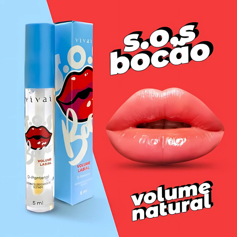 Gloss Lip S.O.S Bocão Vivai Incolor Aumenta Boca Hidrata lábios brilho labial