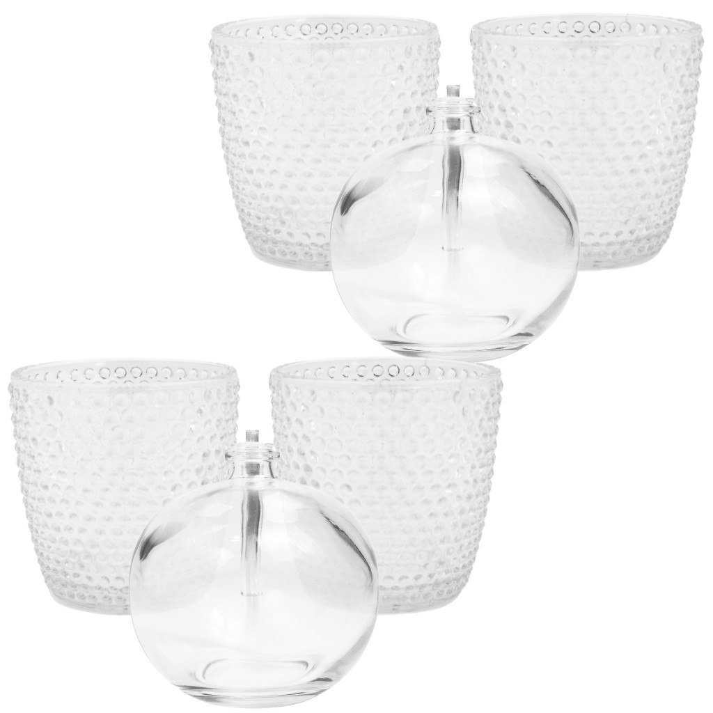 4 Porta Vela Cristal 7cm Com 2 Velas Lamparinas 100ml Redonda
