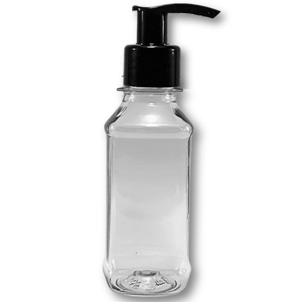 1 Frascos 100ml Redondo Rosca - Pet Cristal VALVULA PUMP PRETA