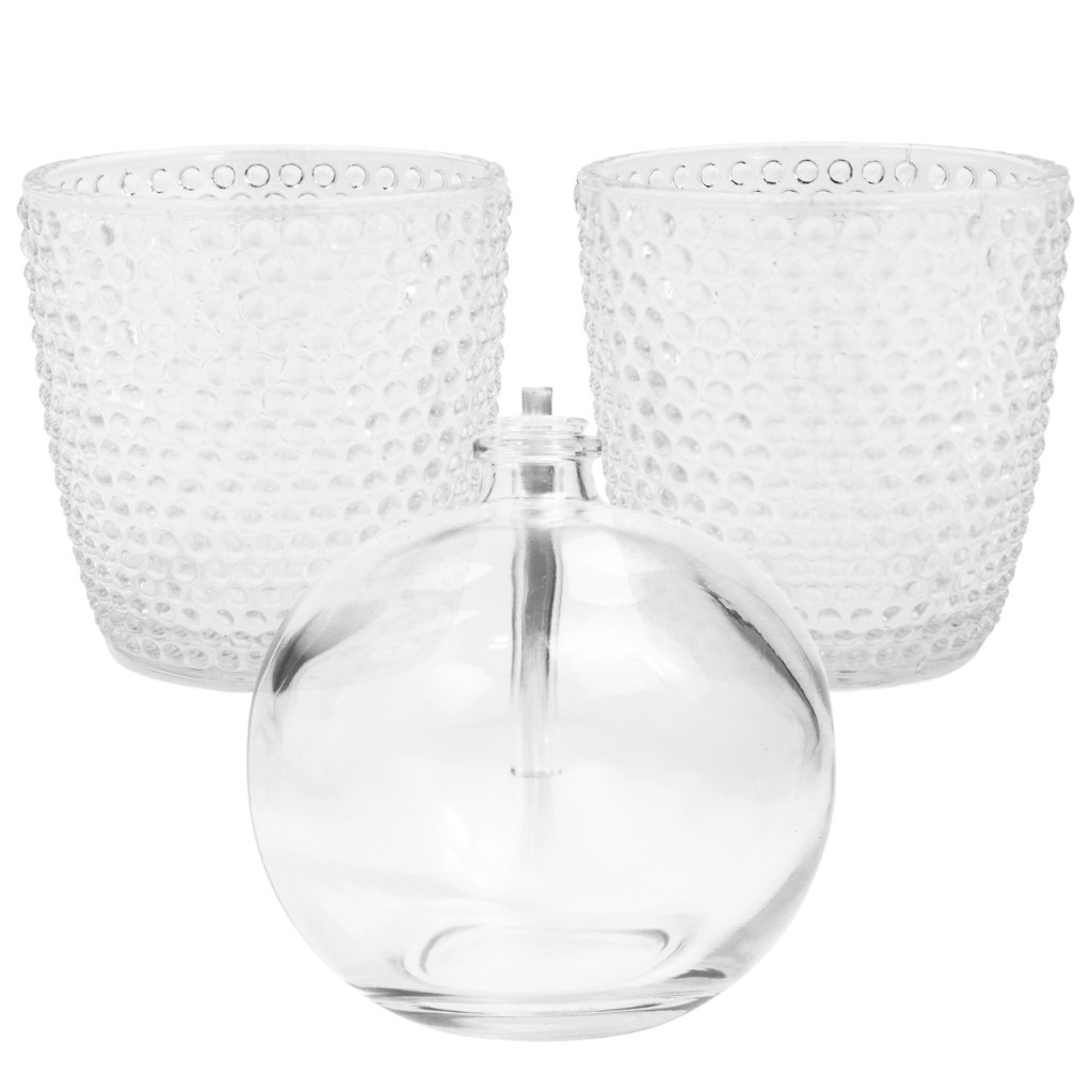 Jogo De 2 Porta Velas De Cristal 7cm Com Vela Lamparina 100ml Redonda