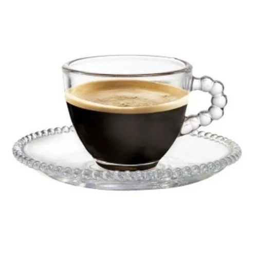 Jogo 4 Xícaras 100ml P/ Café De Cristal Bolinha L'hermitage
