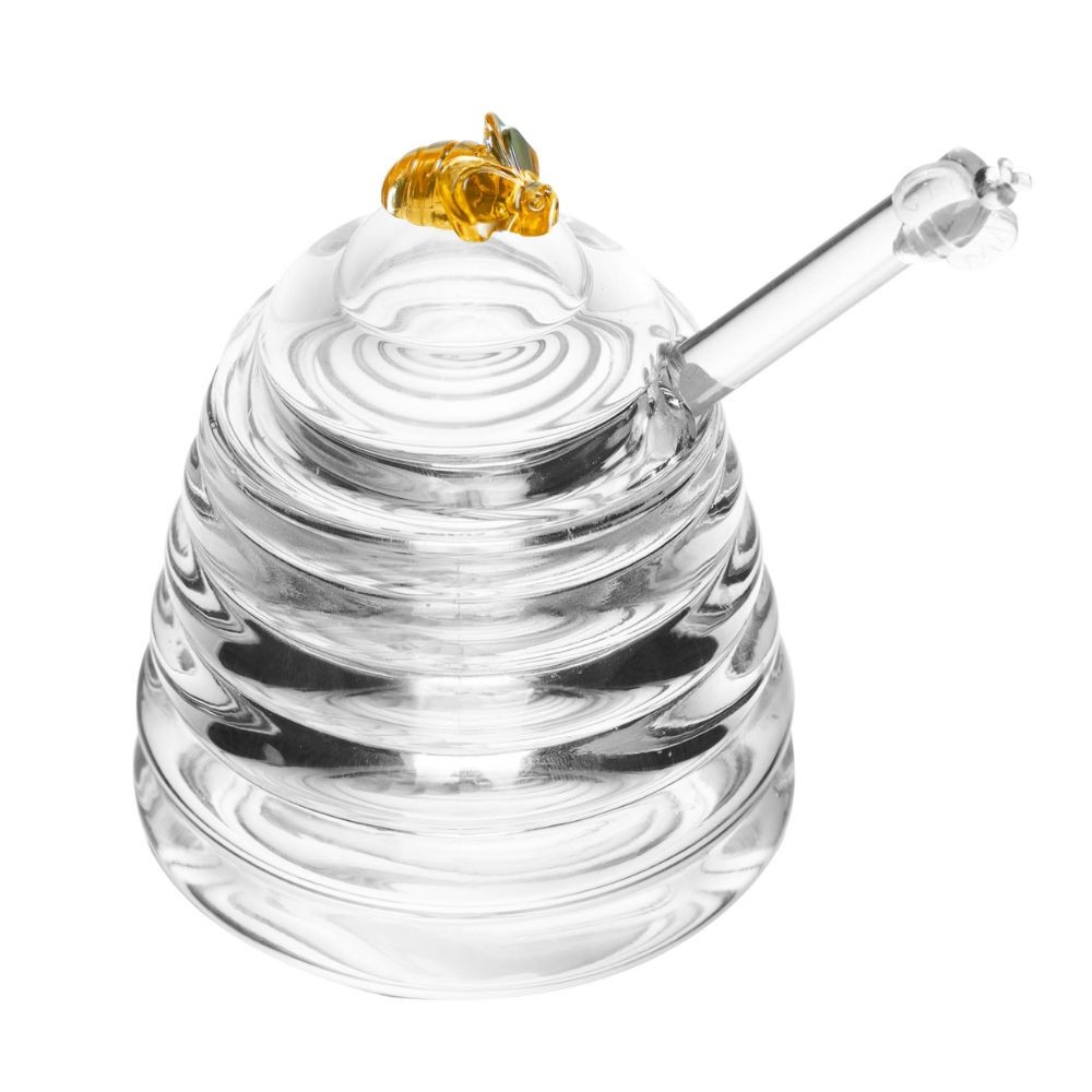 Meleira Porta Mel de Vidro Abelha Little Bee com Colher Cristal Ecológico 100ml Lyor