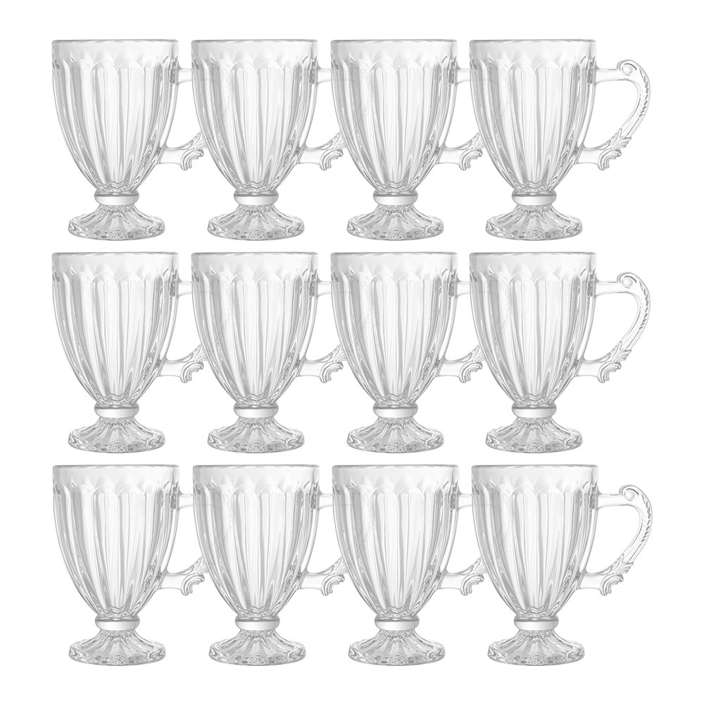 Jogo 12 Xícaras de Café Vidro Transparente Imperial Cristal 100ml Lyor