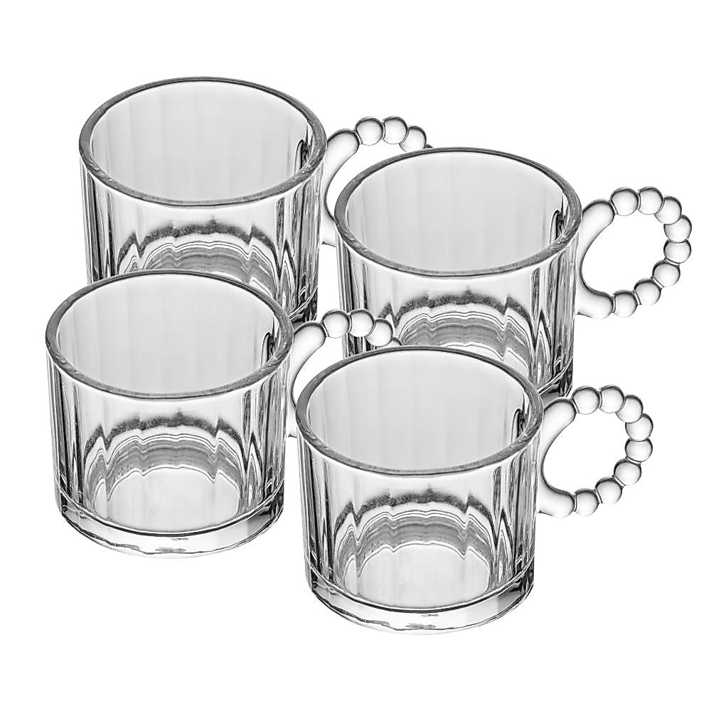 Conjunto 4 Xícaras de Vidro Classic Wolff 100ml Resistente ao Calor Ideal para Café Expresso Chá e Sobremesas Quentes