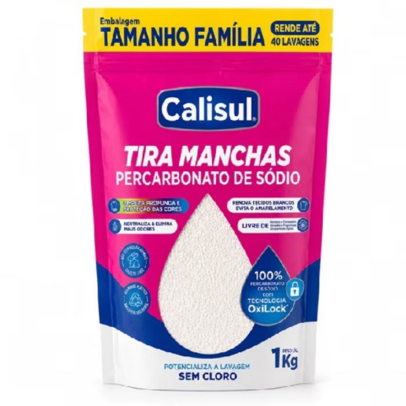Percarbonato de Sódio Calisul 100% Puro Granulado Tira Manchas Roupas Brancas e Coloridas