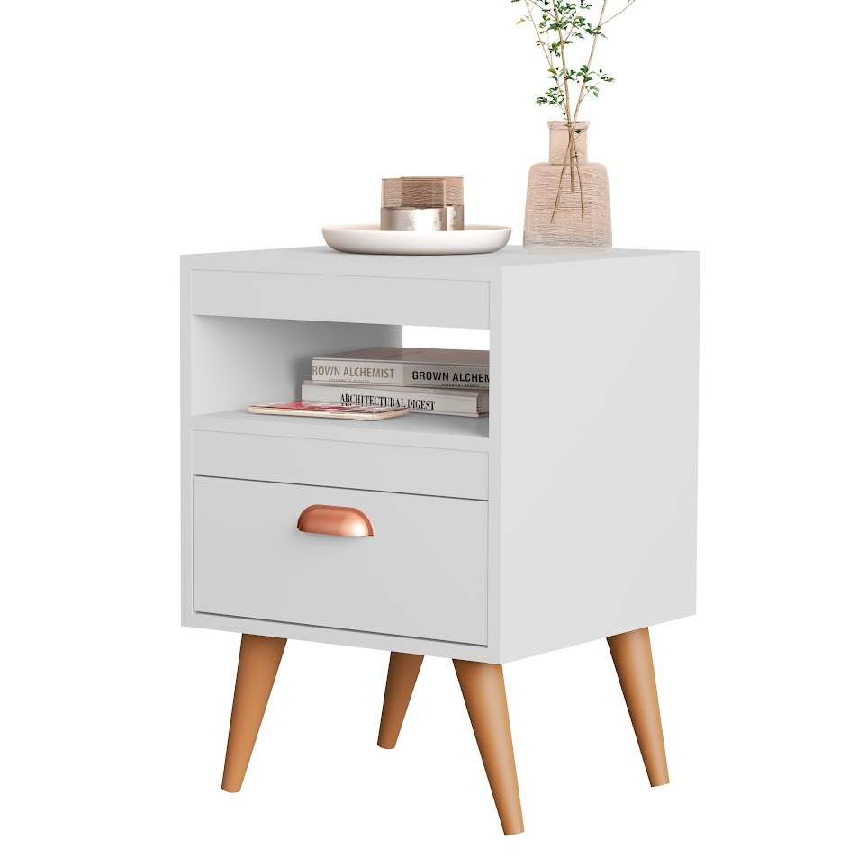 Kit Mesa de Cabeceira Sal para Quarto Design Moderno em Madeira MDP Multifuncional