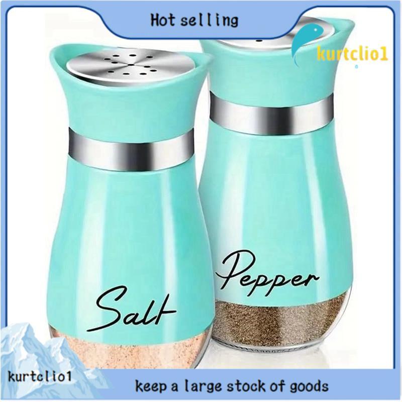 Conjunto De Potes De Sal E Pimenta Com Fundo De Vidro , Tampas De Aço Inoxidável Incluídas-Design Recarregável Para Agit