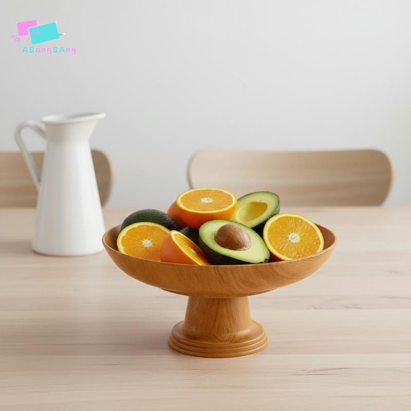 Abongbanghn Bandeja De Madeira Nórdica , 2 Camadas , Retrô , Destacável , Prato De Frutas Com Design De Pé Alto Para Sal