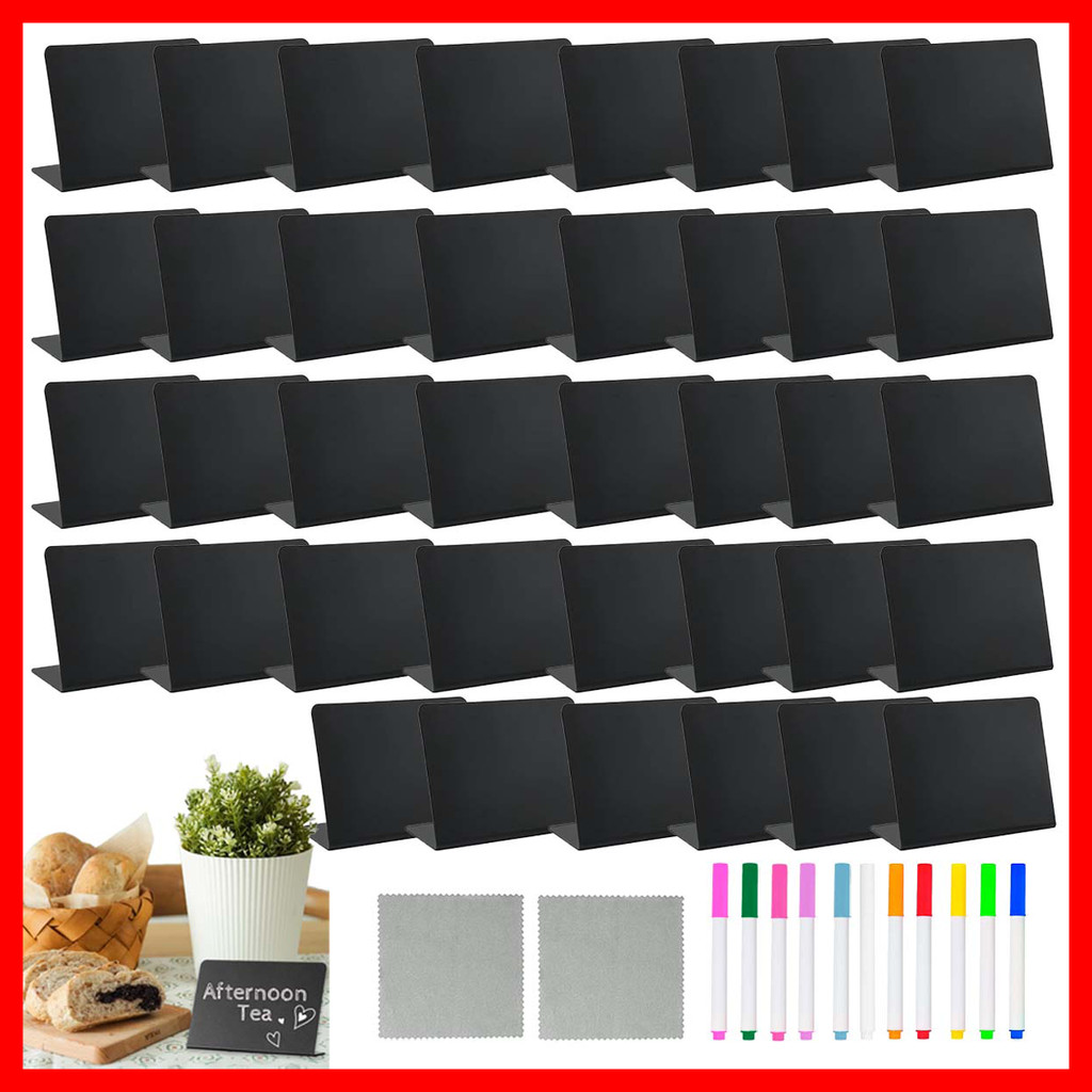 40 peças de rótulos de alimentos de quadro-negro pequeno em forma de L para casamentos, catering e varejo