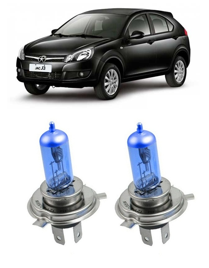 Par Lampada Super Branca Farol JAC J3 2014 2015 2016 8500K H4