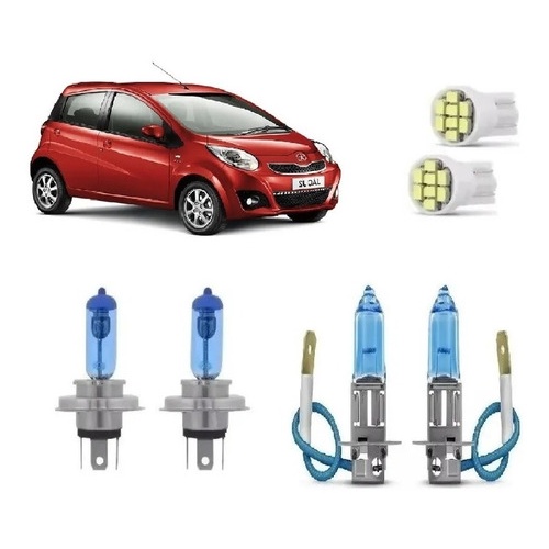Kit Lâmpada Super Branca Jac J2 J3 Farol Alto Baixo Milha 8500k