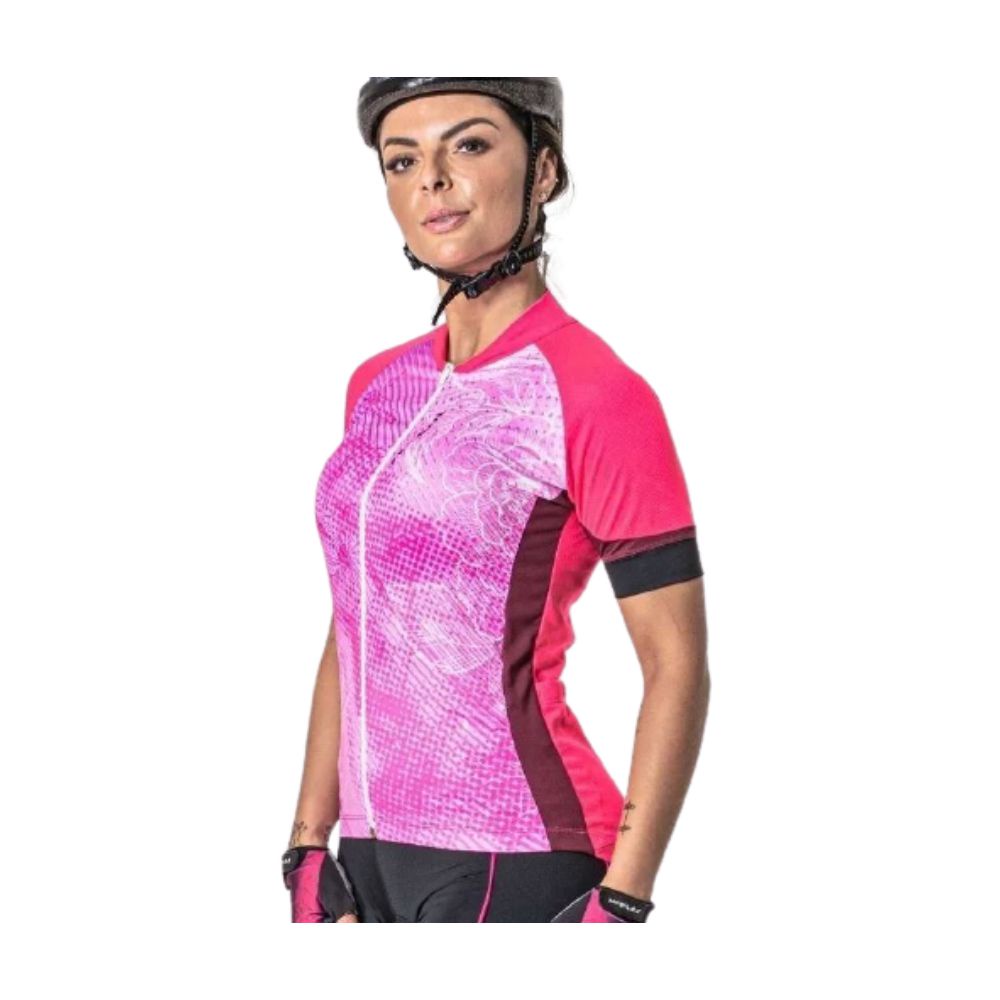 Camisa Ciclista Feminina Ziper, Manga Curta - Jewel, Poker