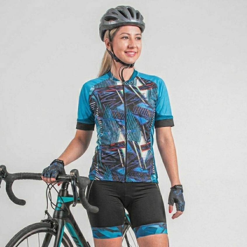 Camisa Ciclista Manga Curta Zíper Total Feminina - POKER