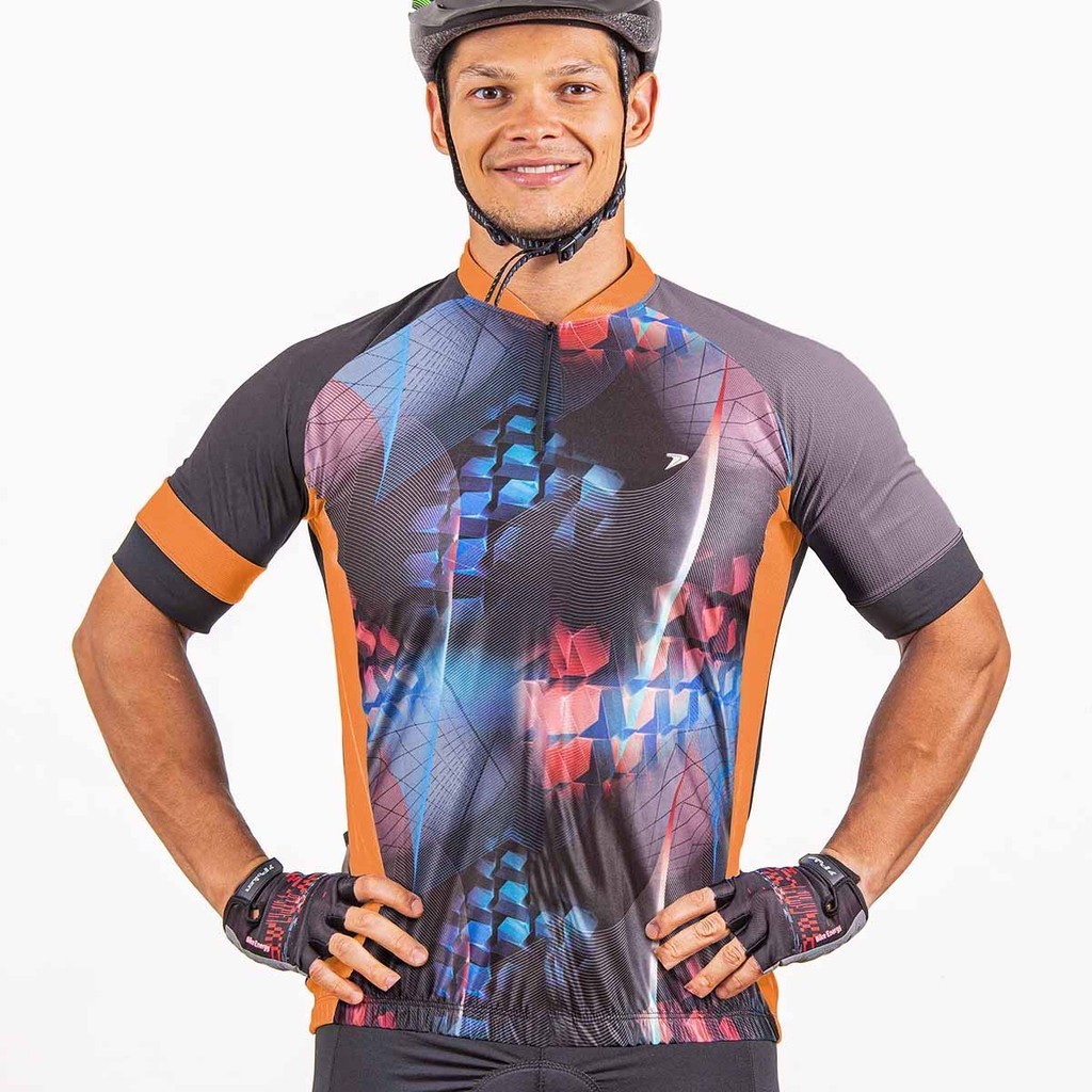 Camisa Ciclista Poker Manga Curta Ziper Parcial Electric