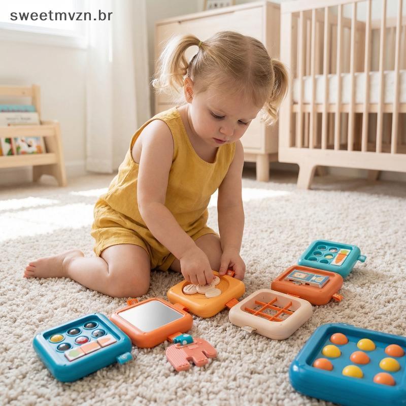 sweetmvzn Criança Ocupada Placa Montessori Atividade Cubo Bebê Sensorial Dobrável Quebra-Cabeça Brinquedo Para Educação