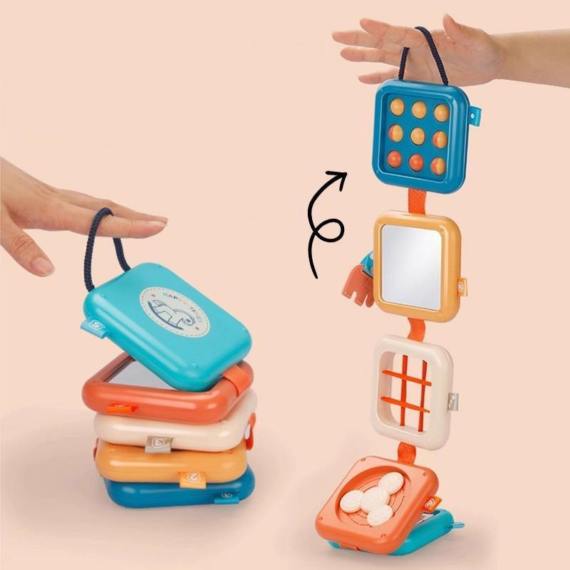 Montessori Atividade Cubo Criança Ocupado Placa Bebê Sensorial Quebra-Cabeça Brinquedo Dobrável De Aprendizagem De Madei