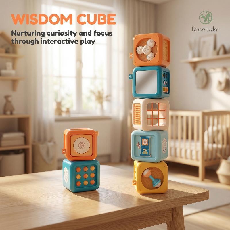 Decorador Montessori Ocupado Placa Cubo Brinquedo Sensorial Atividade Quebra-Cabeça Para Bebês Dobrável De Aprendizagem