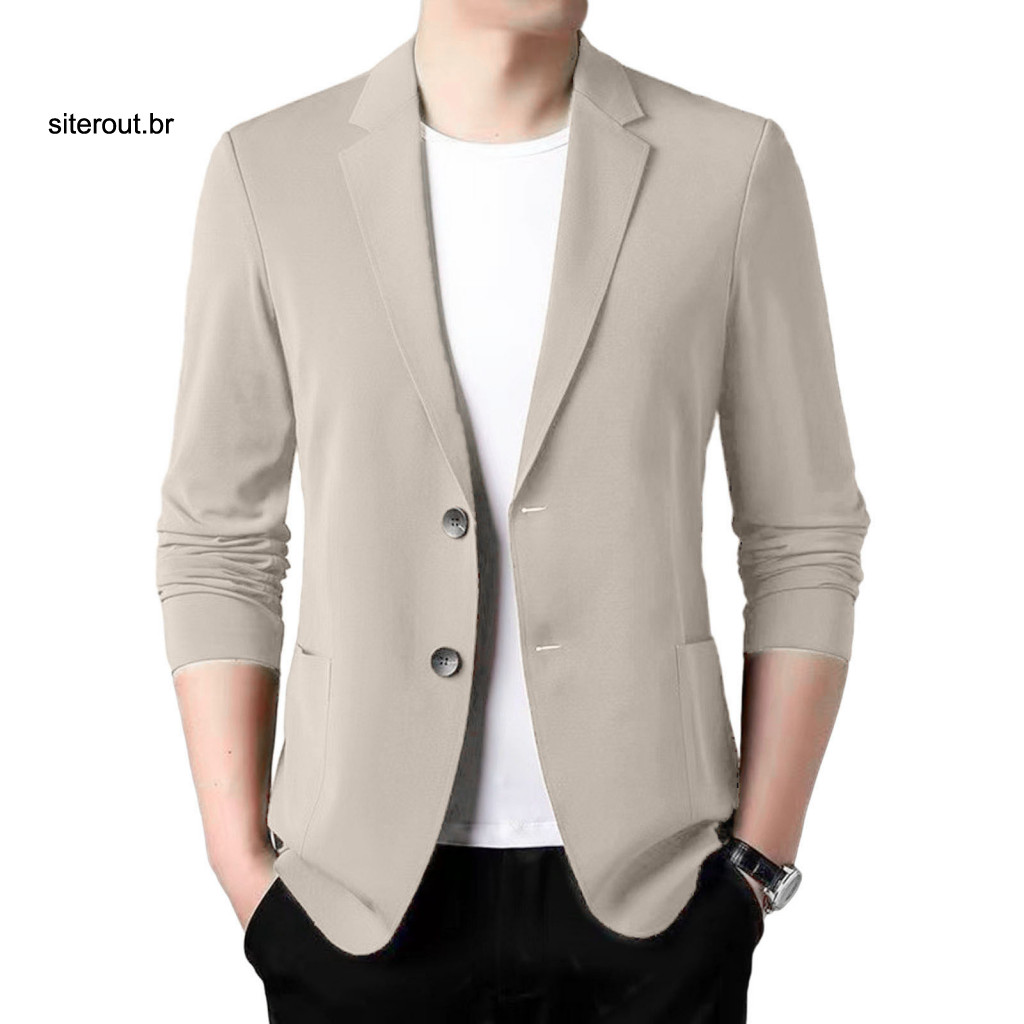 Two-button Men Suit Coat Summer Men's Formal Business Jacket Lightweight Anti-wrinkle Double Button Blazer with Lapel Co