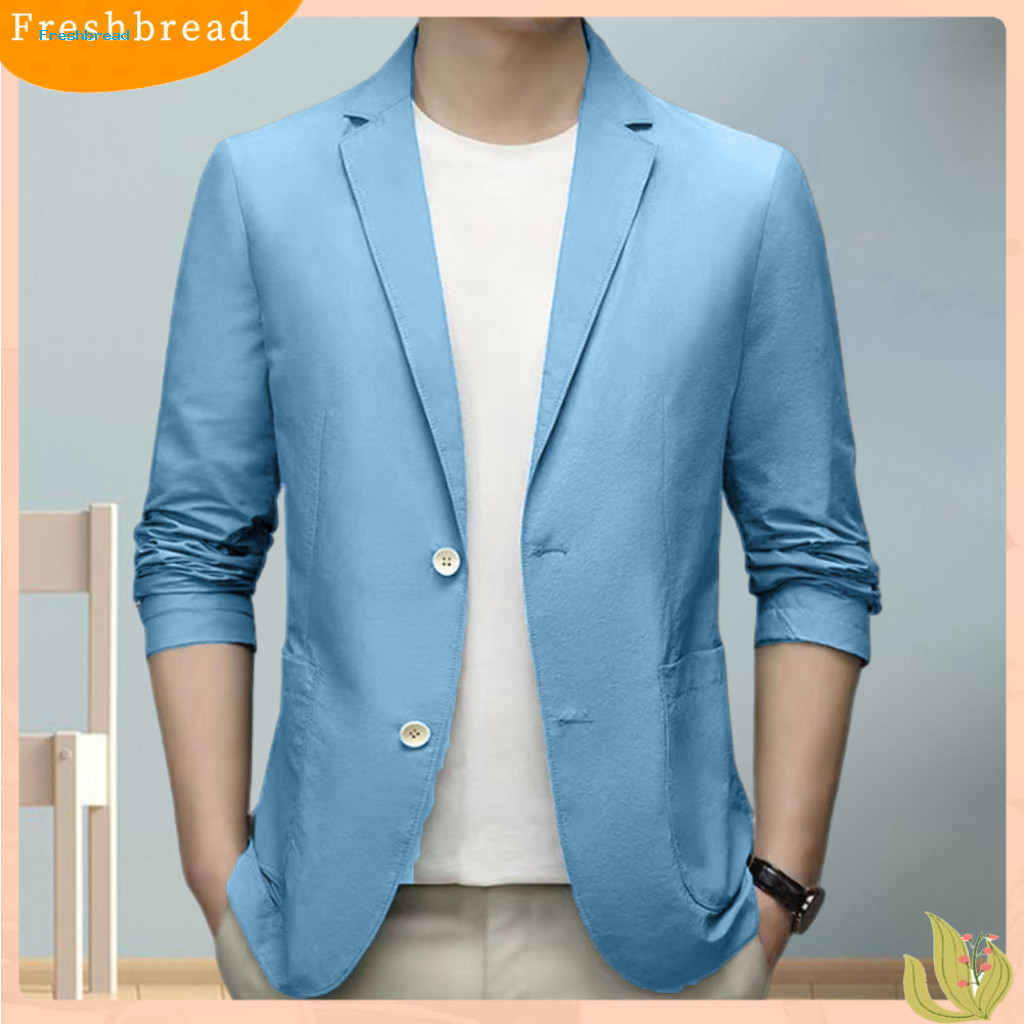 Formal Occasion Suit Coat Men Lightweight Men's Summer Business Jacket Anti-wrinkle Blazer with Lapel Collar Double Butt