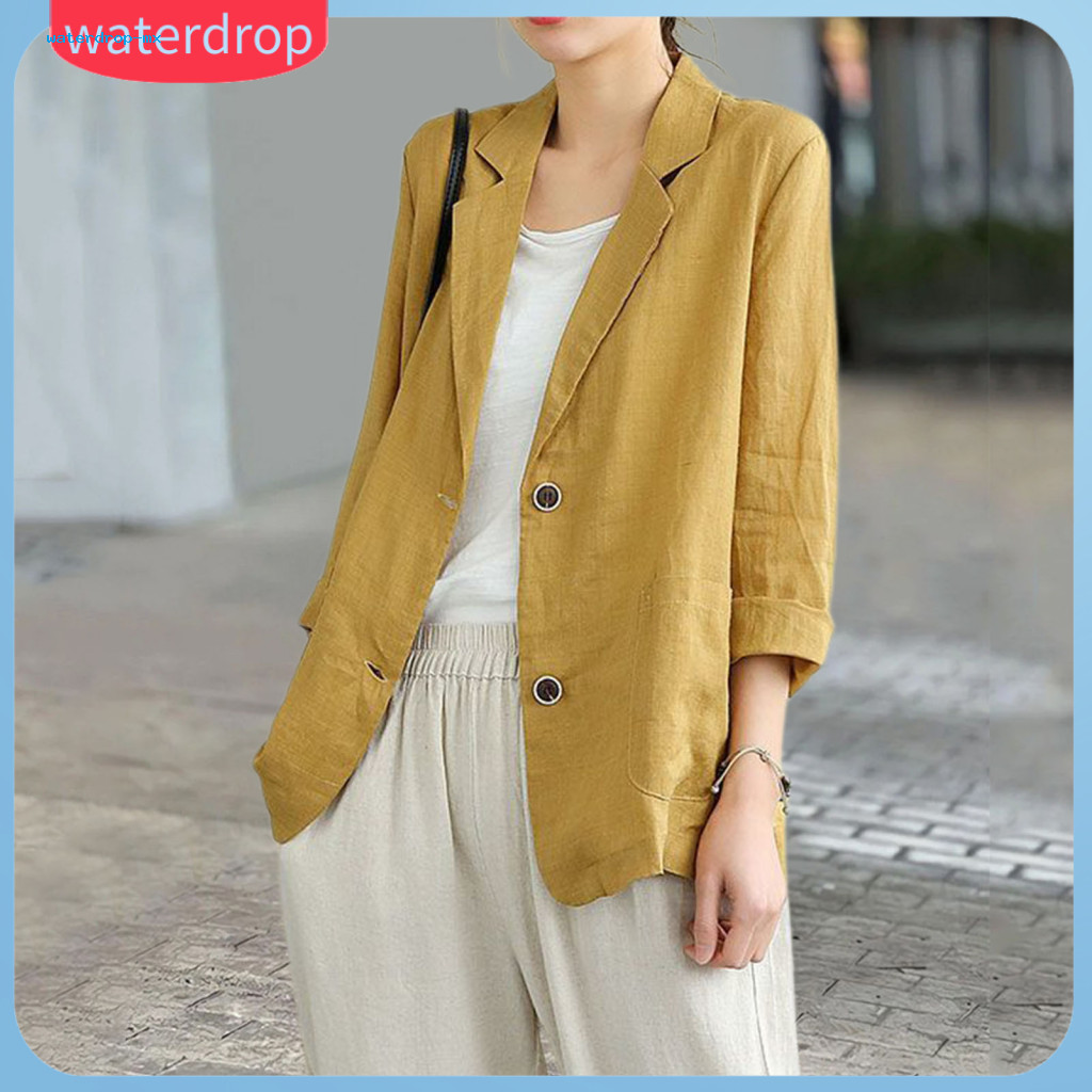 Women’s Summer Blazer Jacket Lightweight Long Sleeve Suit Coat Solid Color Loose Fit with Button Closure Stylish Thin