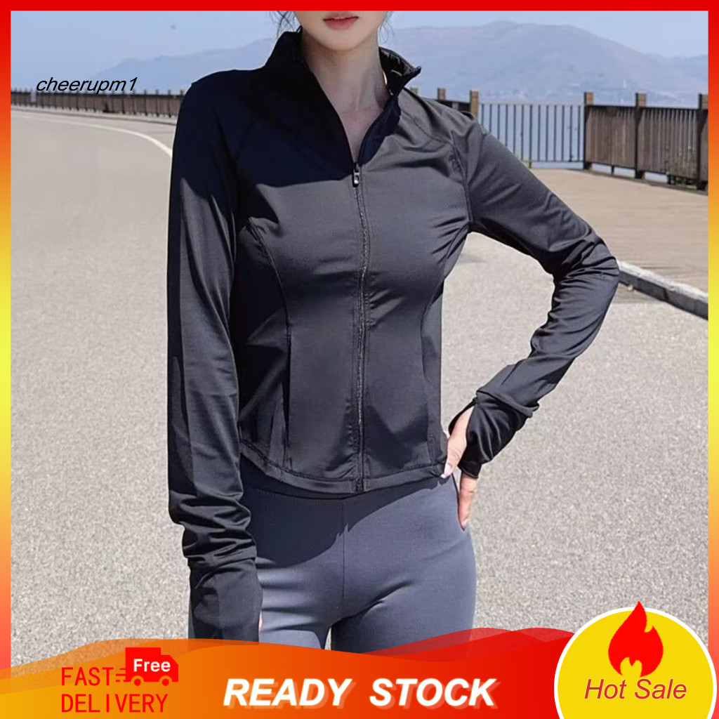 Summer Sun Protection Wear Women’s Lightweight Long Sleeve Jacket Full Zip Stand Collar Outdoor Hiking Shirt Breathabl