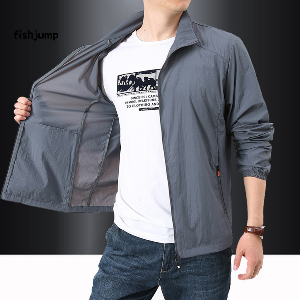 Outdoor Jacket Solid Color Coat Men’s Quick-dry Summer Sun Protection – Lightweight Sports for Cycling Hiking Fishin