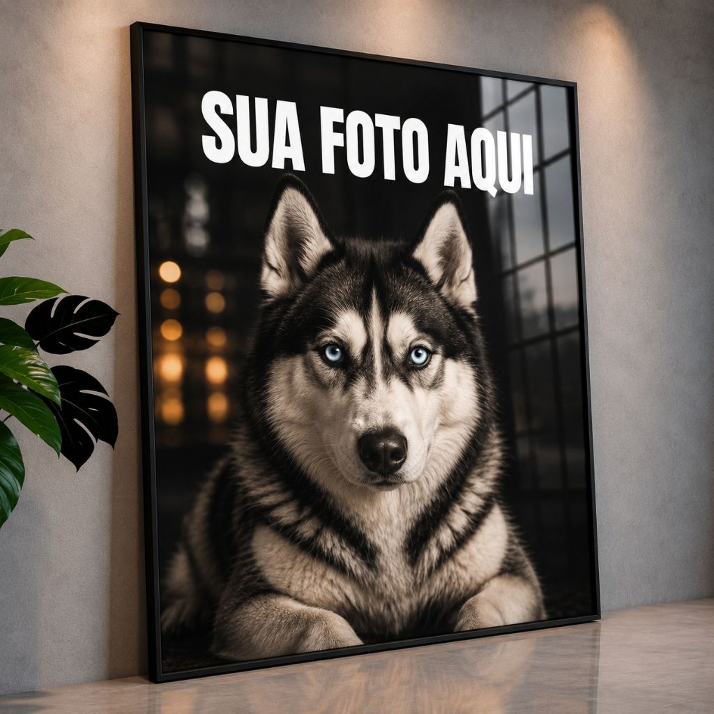 Quadro Personalizado com Sua Foto 70x50 Grande Decoração Presente Família Casal Pet